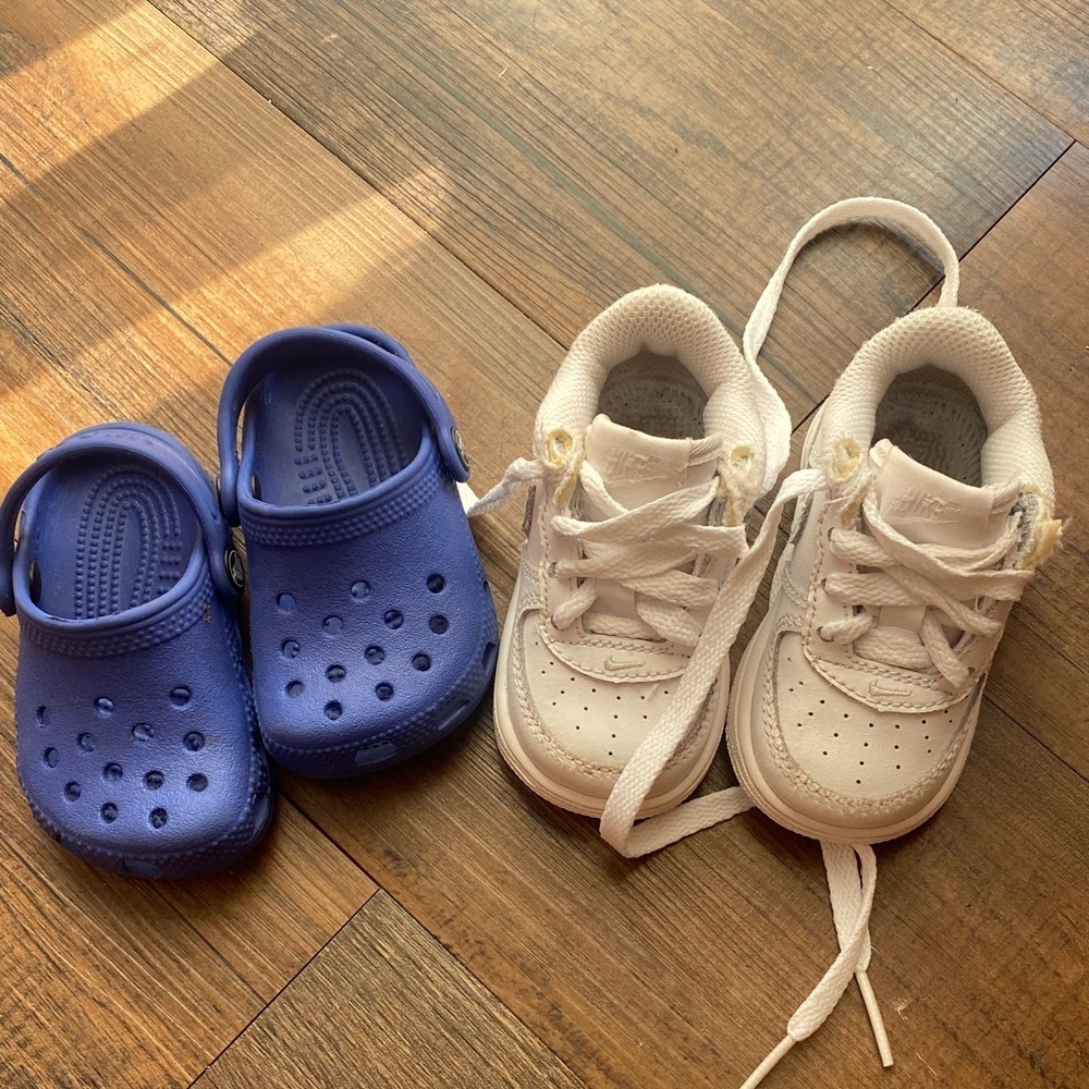 Bundle Nike and Crocs Kids' Blue Clogs and White Sneakers